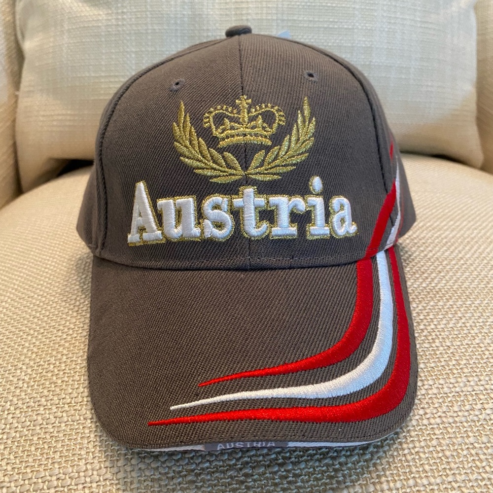Austria Grey Hat w Gold Embroidered Detailing NWT
